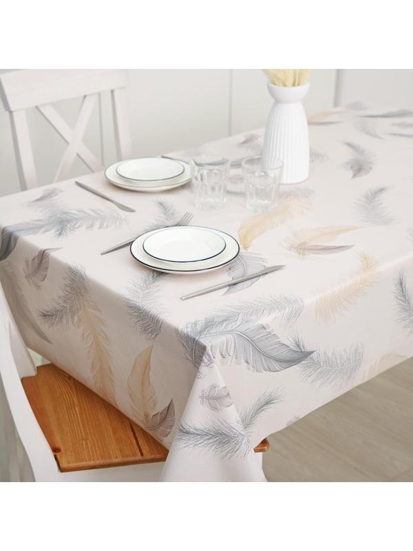 Клеенка столовая на ткани «Перья», рулон 20 метров, ширина 137 см