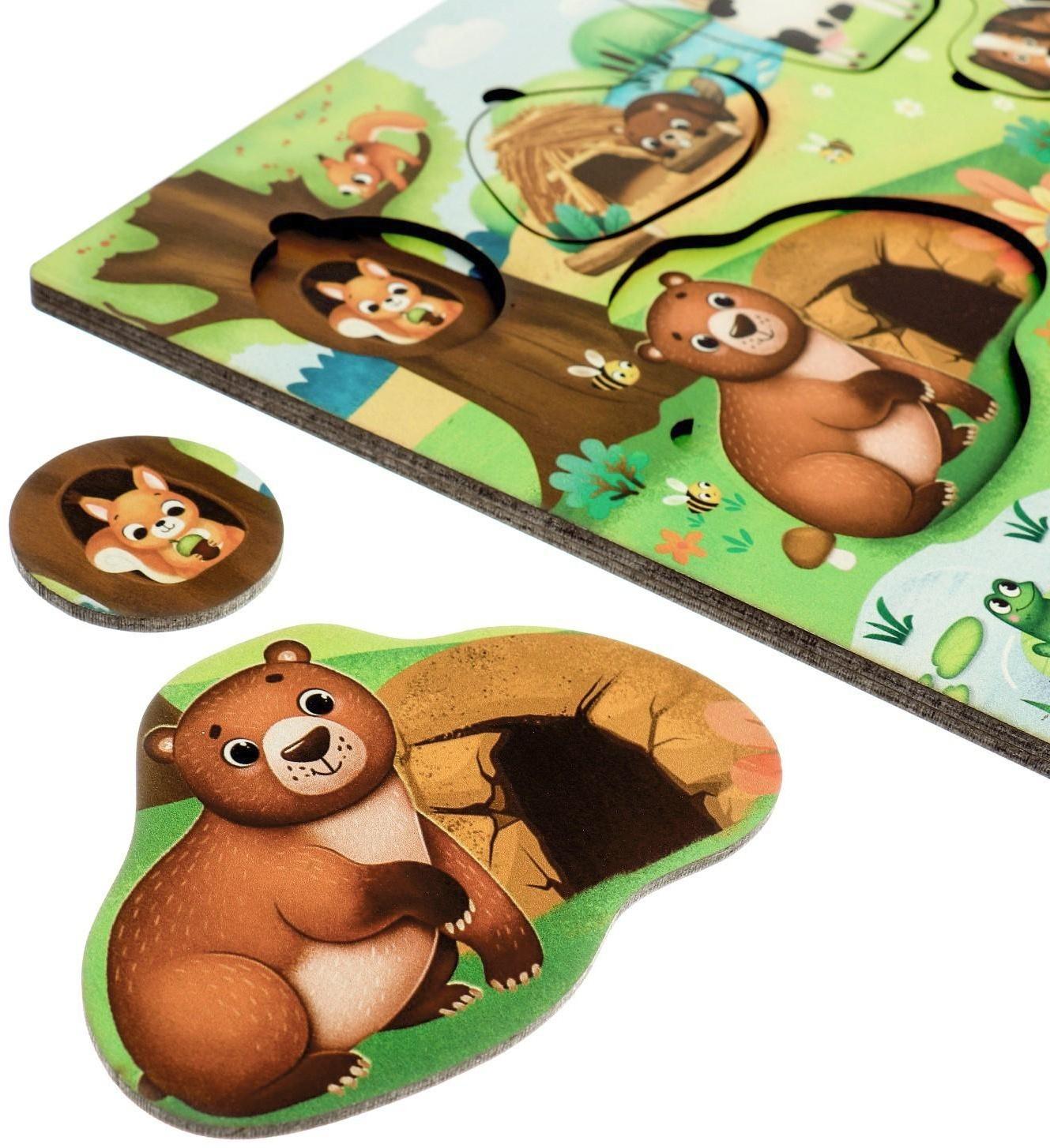 Пазл деревянный с чипом «Где чей дом??»