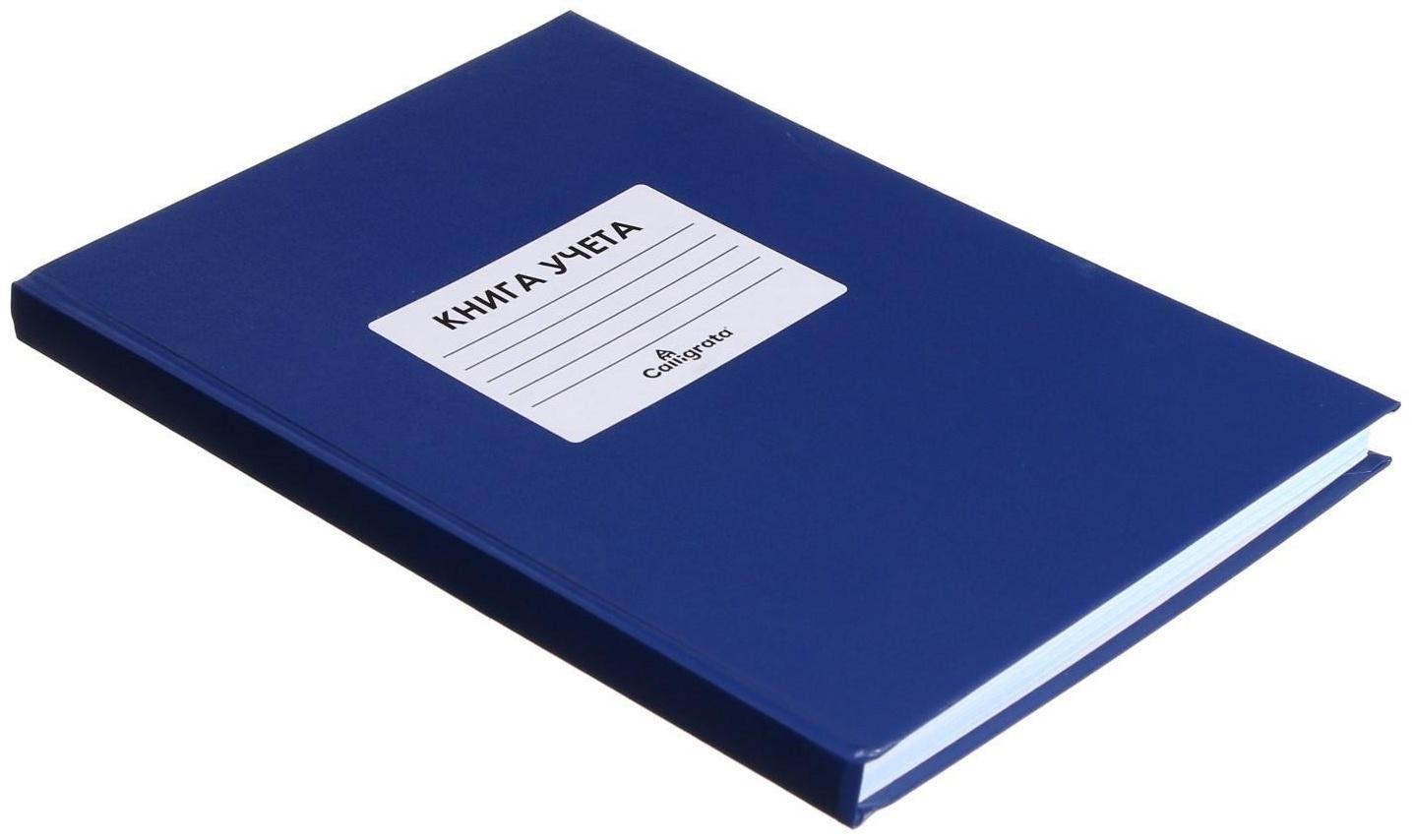 Книга учета, 144 листа, обложка бумвинил, блок ОФСЕТ, клетка, цвет синий, НАКЛЕЙКА