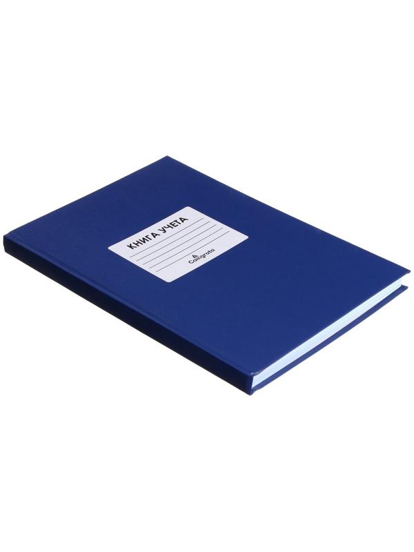 Книга учета, 144 листа, обложка бумвинил, блок ОФСЕТ, клетка, цвет синий, НАКЛЕЙКА