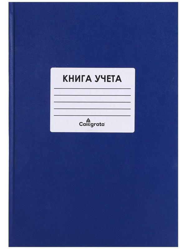 Книга учета, 144 листа, обложка бумвинил, блок ОФСЕТ, клетка, цвет синий, НАКЛЕЙКА