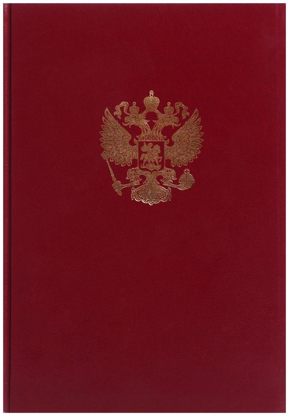 Книга учета, 96 листов, обложка бумвинил, блок ОФСЕТ, клетка, цвет бордовый, ГЕРБ (тиснение золотой фольгой)