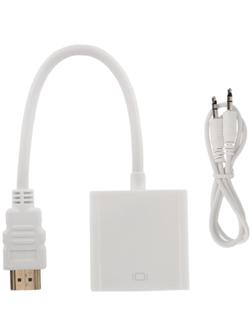 Адаптер REXANT, HDMI - VGA, + шнур 2xJack 3.5, белый