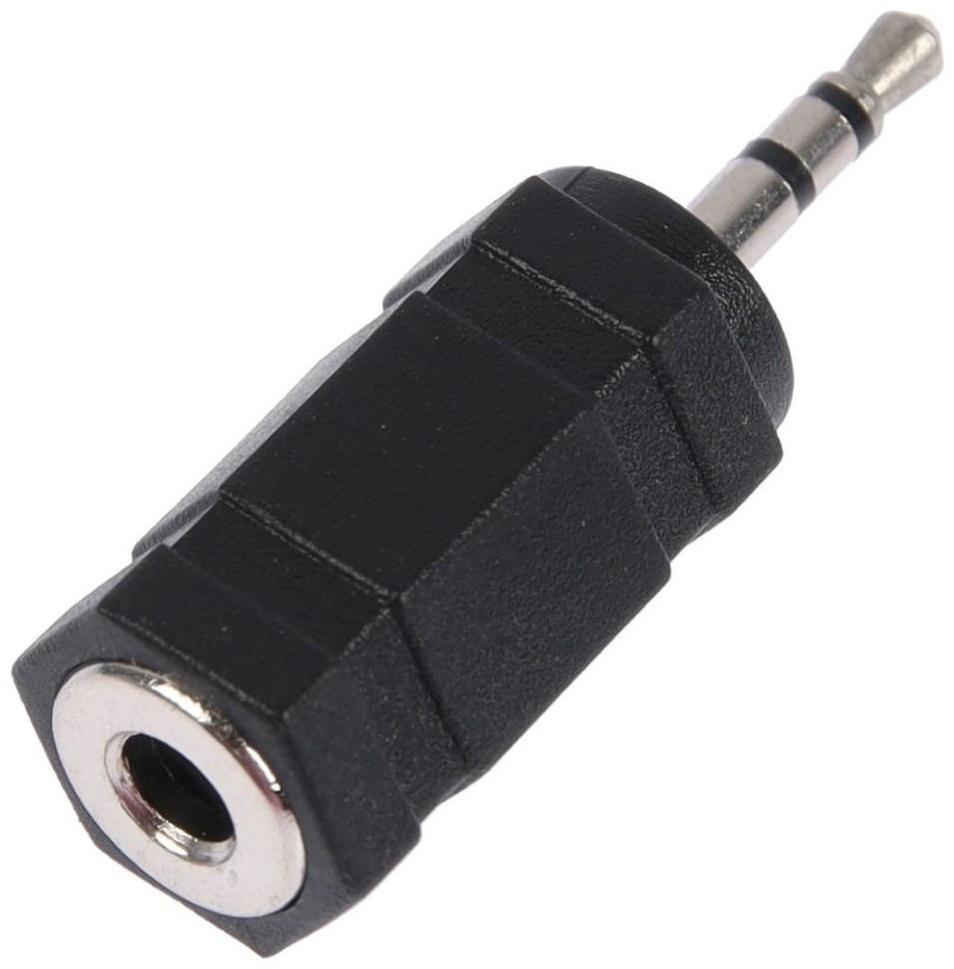 Переходник REXANT, 2.5 мм (m) - 3.5 мм (f), стерео, пластик, черный