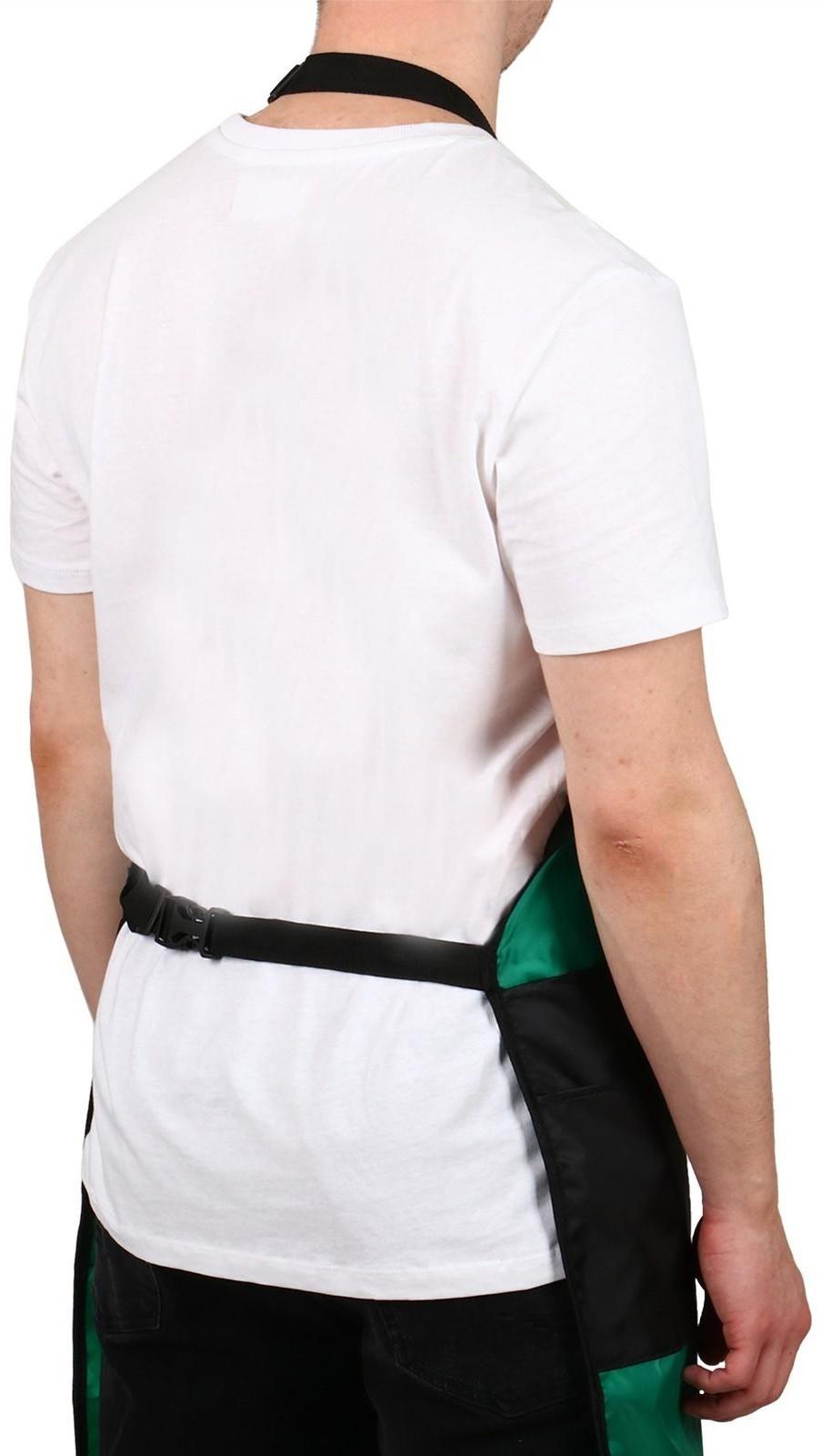 Фартук садовый, 8 карманов, зелёно-чёрный