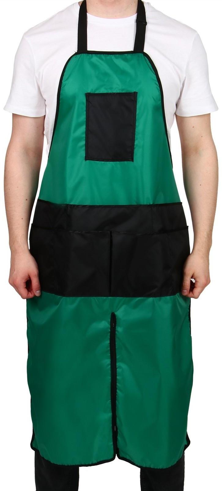 Фартук садовый, 8 карманов, зелёно-чёрный