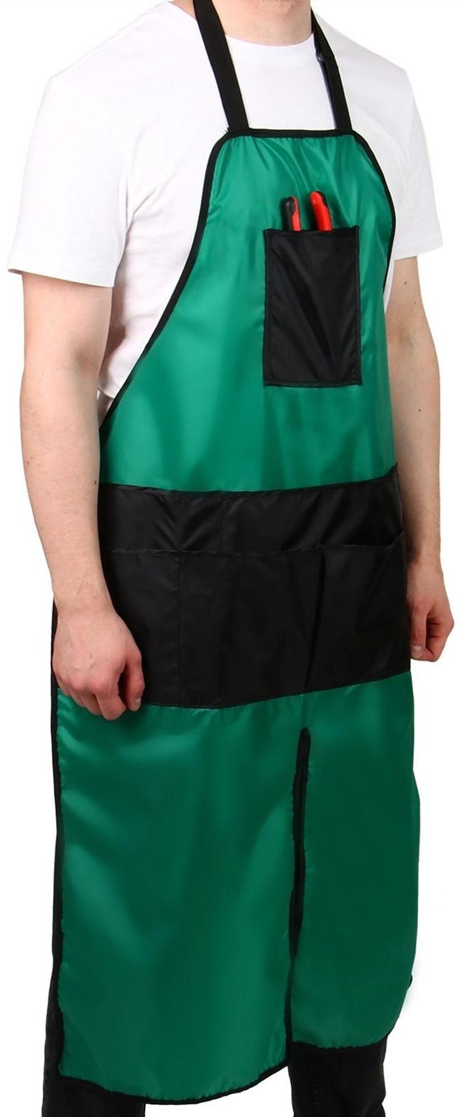 Фартук садовый, 8 карманов, зелёно-чёрный