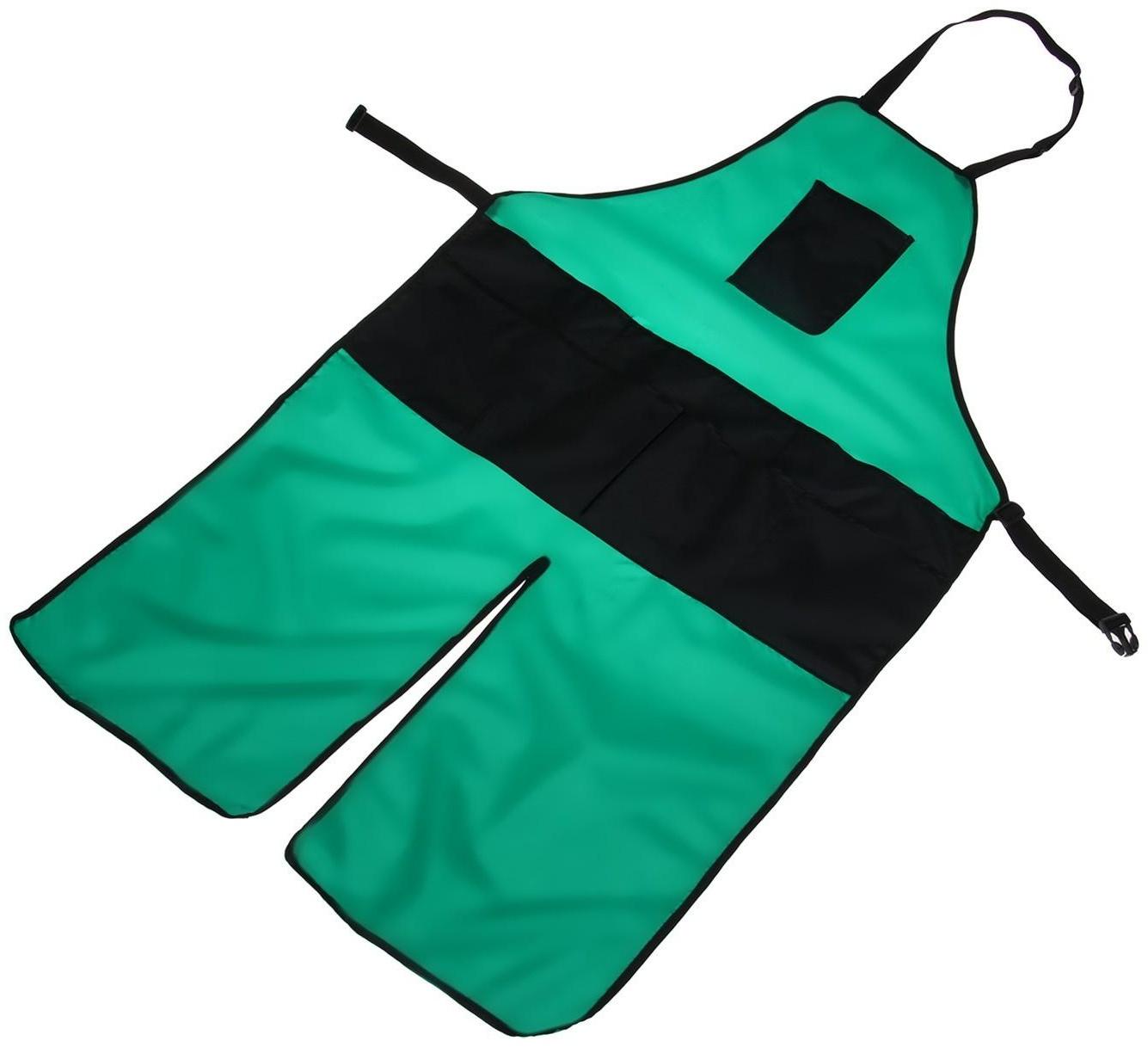 Фартук садовый, 8 карманов, зелёно-чёрный