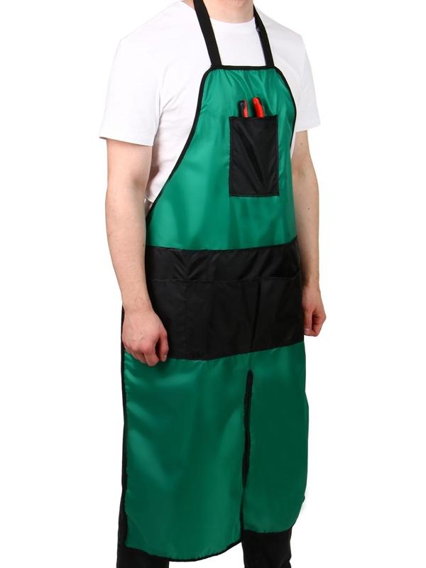 Фартук садовый, 8 карманов, зелёно-чёрный