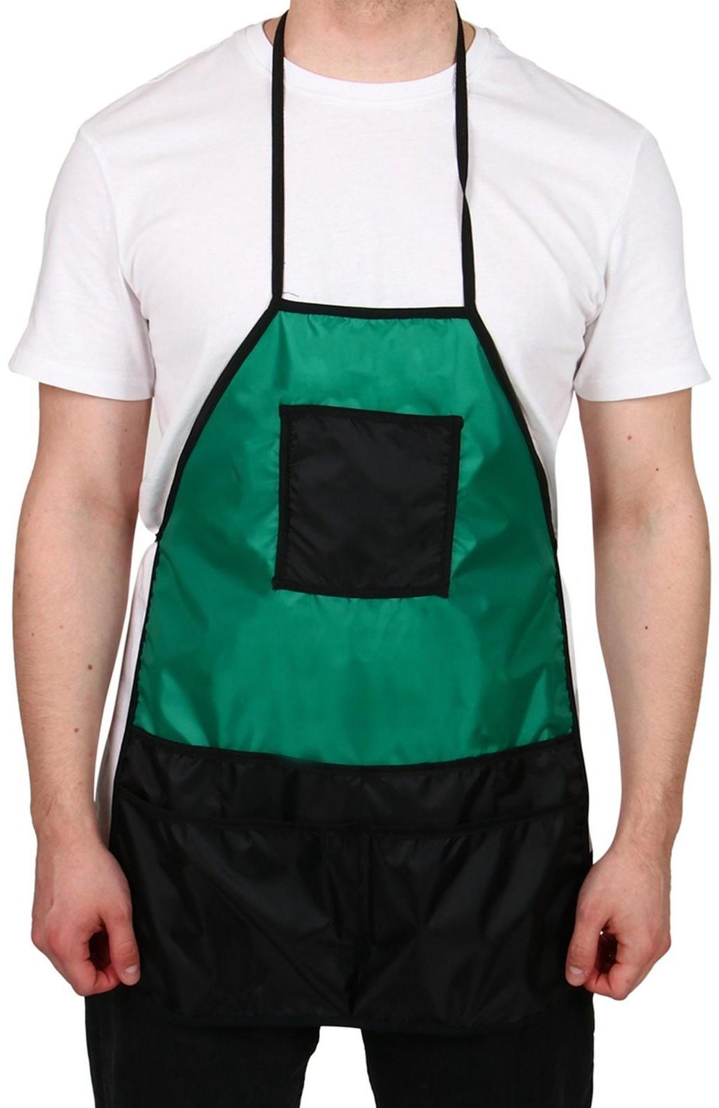 Фартук, шесть карманов, зелёно-чёрный, «Флористо»
