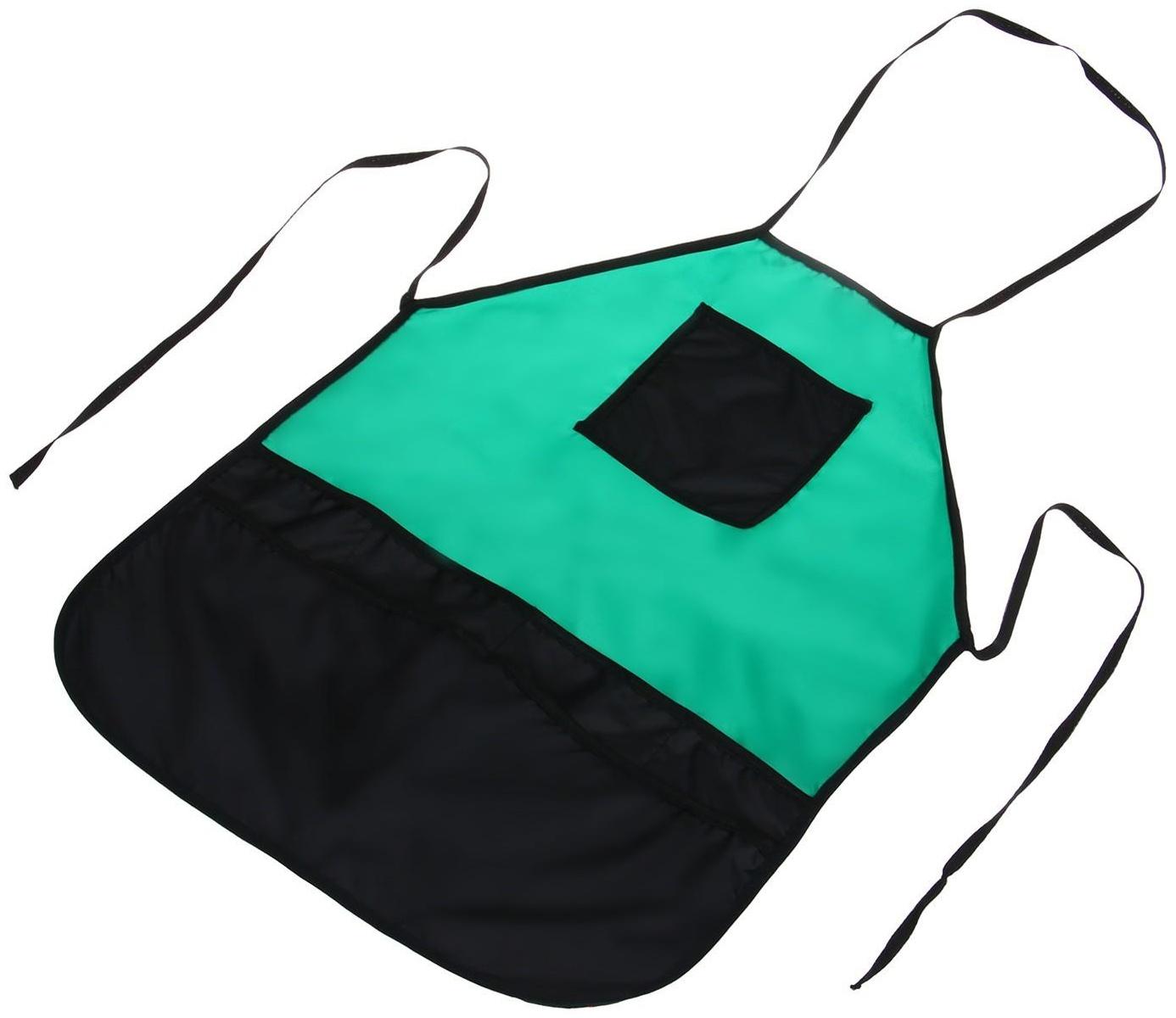 Фартук, шесть карманов, зелёно-чёрный, «Флористо»