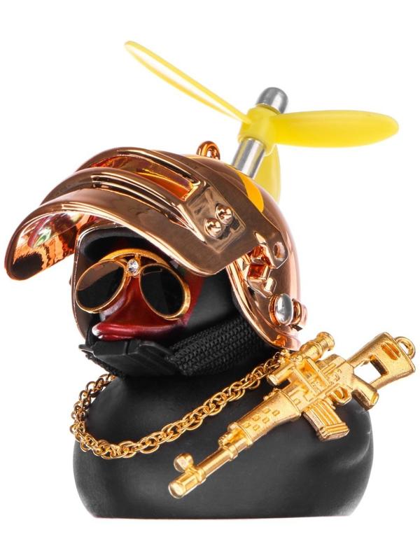 Утка с пропеллером черная, шлем золото