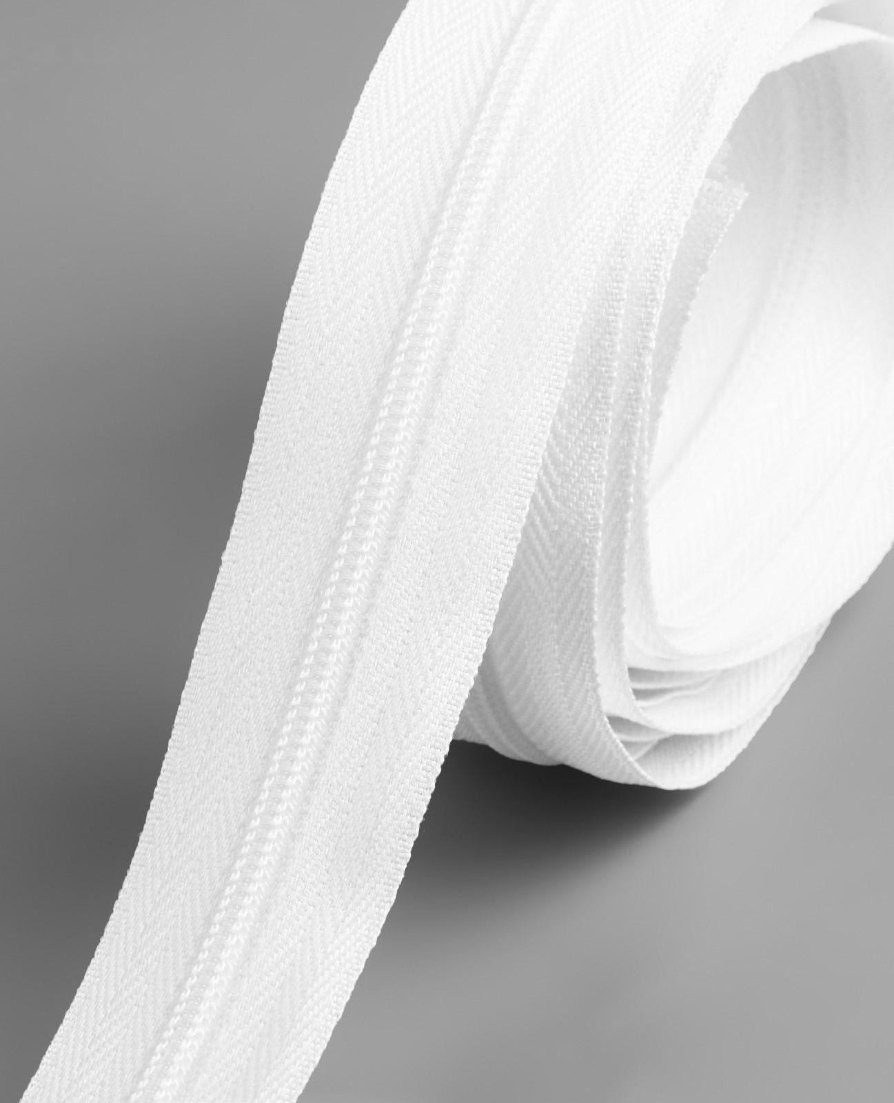 Набор: рулонная молния «Спираль» №3, 3 м, 5 бегунков, цвет белый