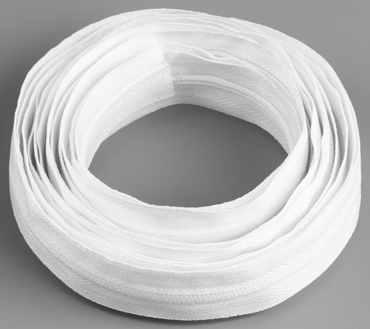 Набор: рулонная молния «Спираль» №3, 3 м, 5 бегунков, цвет белый