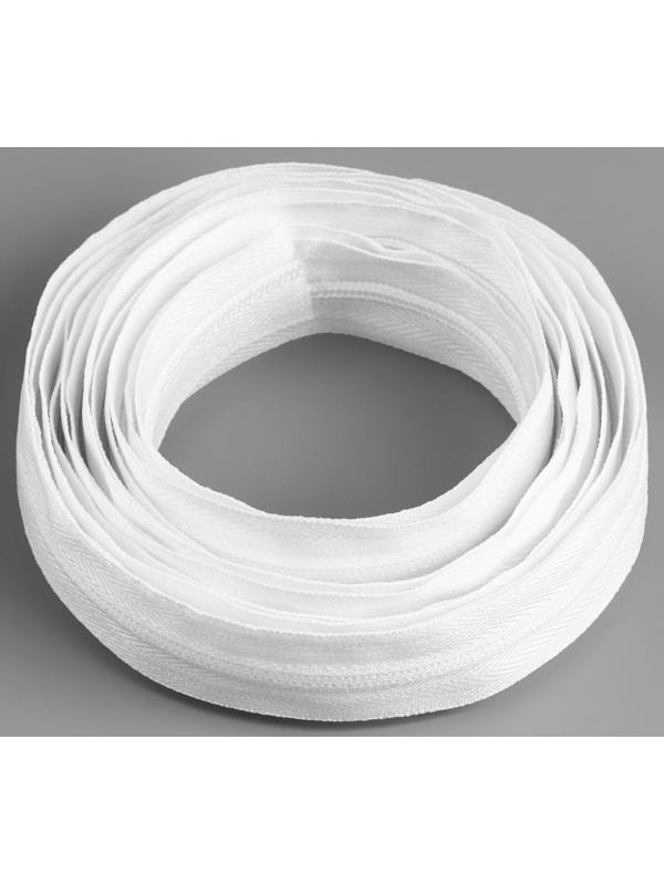 Набор: рулонная молния «Спираль» №3, 3 м, 5 бегунков, цвет белый