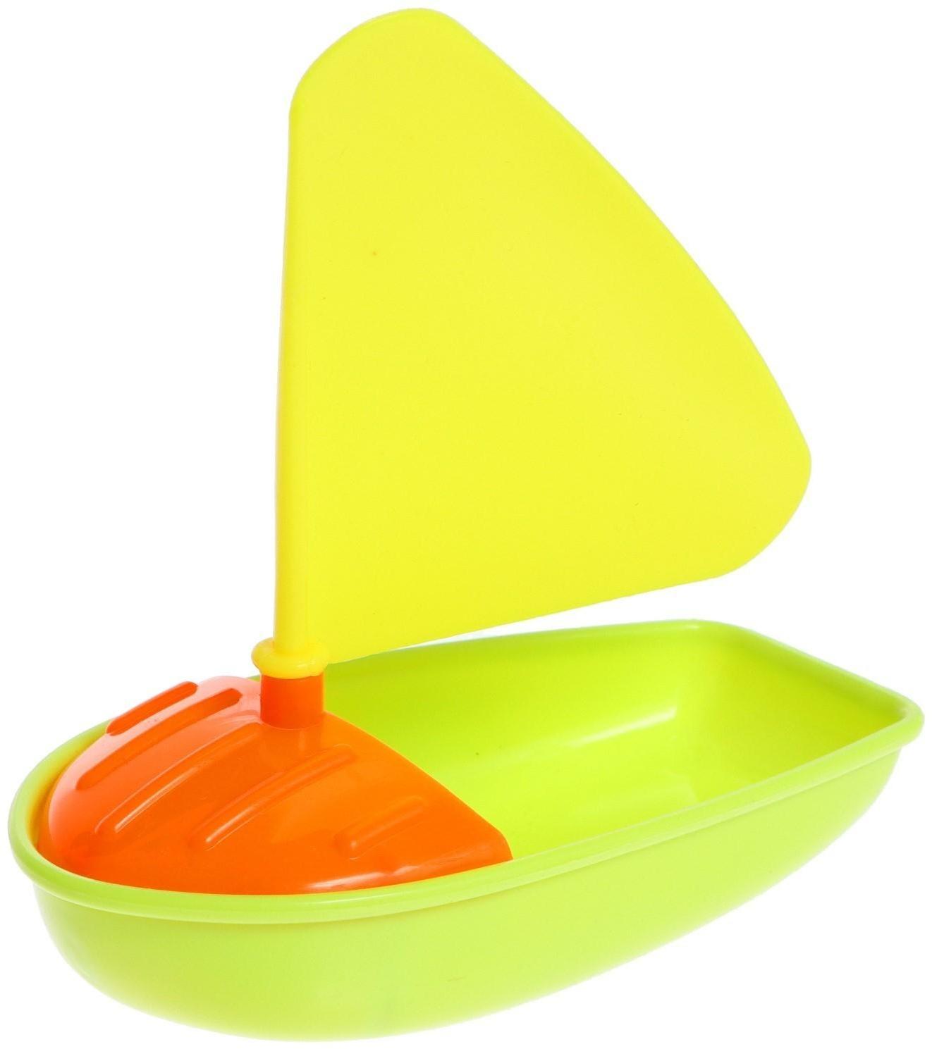 Песочный набор в сетке: ведёрко, лопатка, сито, кораблик, 2 формочки, МИКС