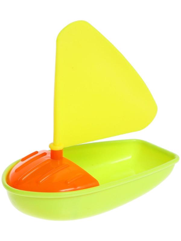 Песочный набор в сетке: ведёрко, лопатка, сито, кораблик, 2 формочки, МИКС