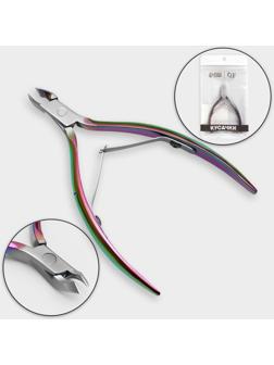 Кусачки маникюрные для кутикулы, двойная пружина, 10,5 см, длина лезвия - 5 мм, цвет хамелеон