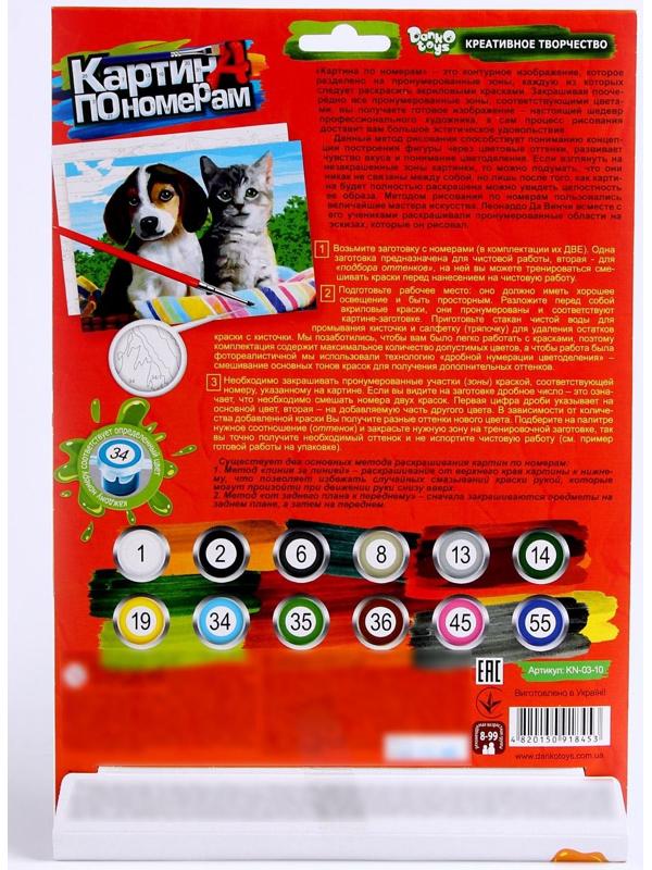 Набор для творчества «Картина по номерам. Котик и собачка» 21,5 × 1,5 × 32 см