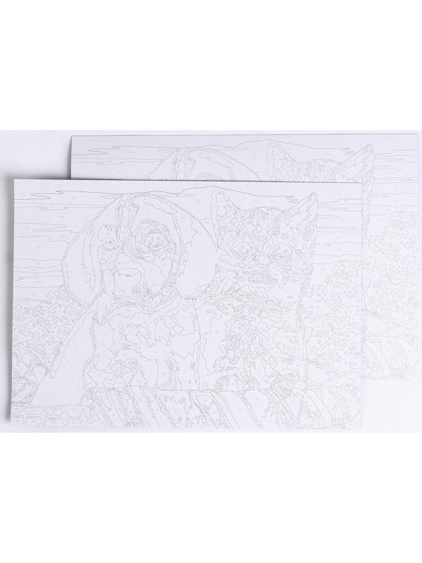 Набор для творчества «Картина по номерам. Котик и собачка» 21,5 × 1,5 × 32 см