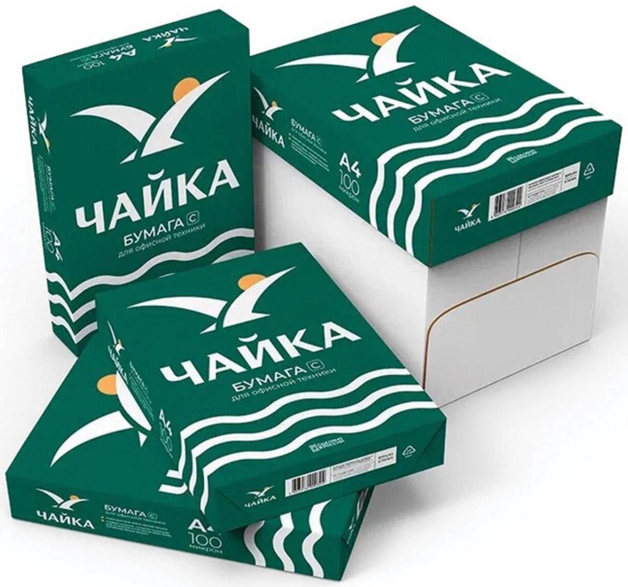 Бумага А4 500л ЧАЙКА, 80г/м2, белизна 146% CIE, класс C