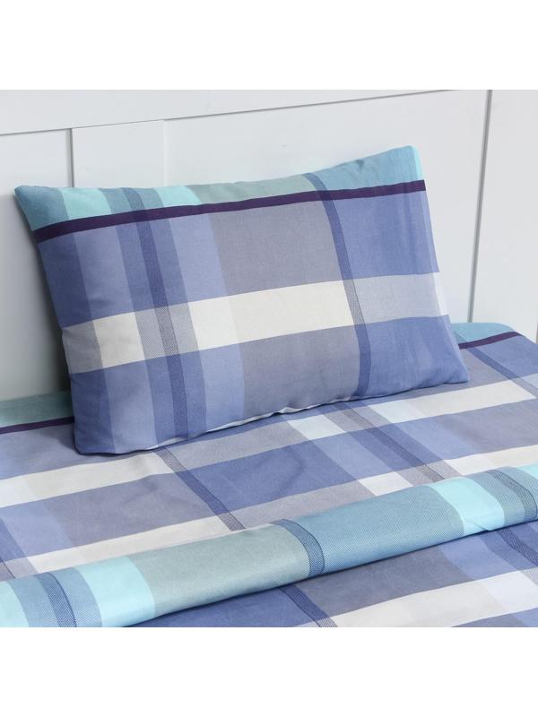 Постельное бельё 2 сп Экономь и Я Blue square 173х215см, 175х214см, 50х70см-2шт, 60г/м2, микрофибра