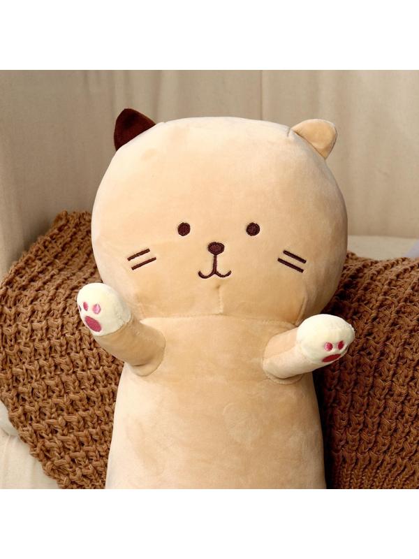 Мягкая игрушка-подушка «Котик-полосатик», 65 см, цвет бежевый