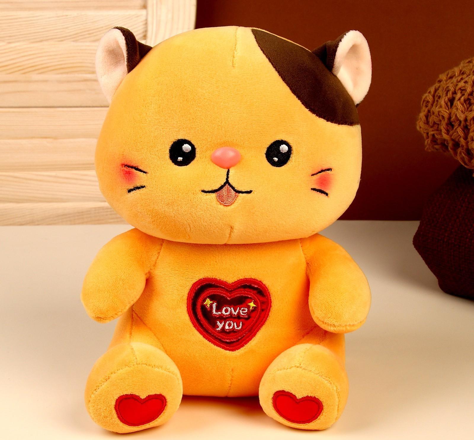 Мягкая игрушка «Котик», размер 22 см, цвет рыжий