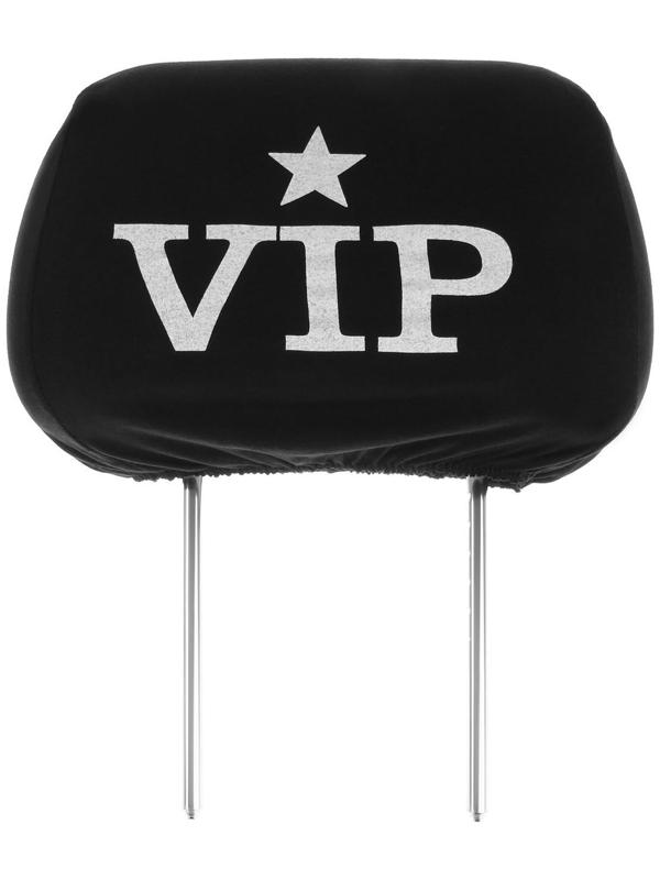 Чехлы на подголовник VIP, черные, набор 2 шт