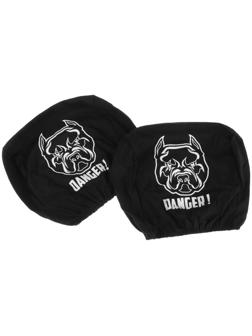 Чехлы на подголовник ОПАСНОСТЬ, черные, набор 2 шт