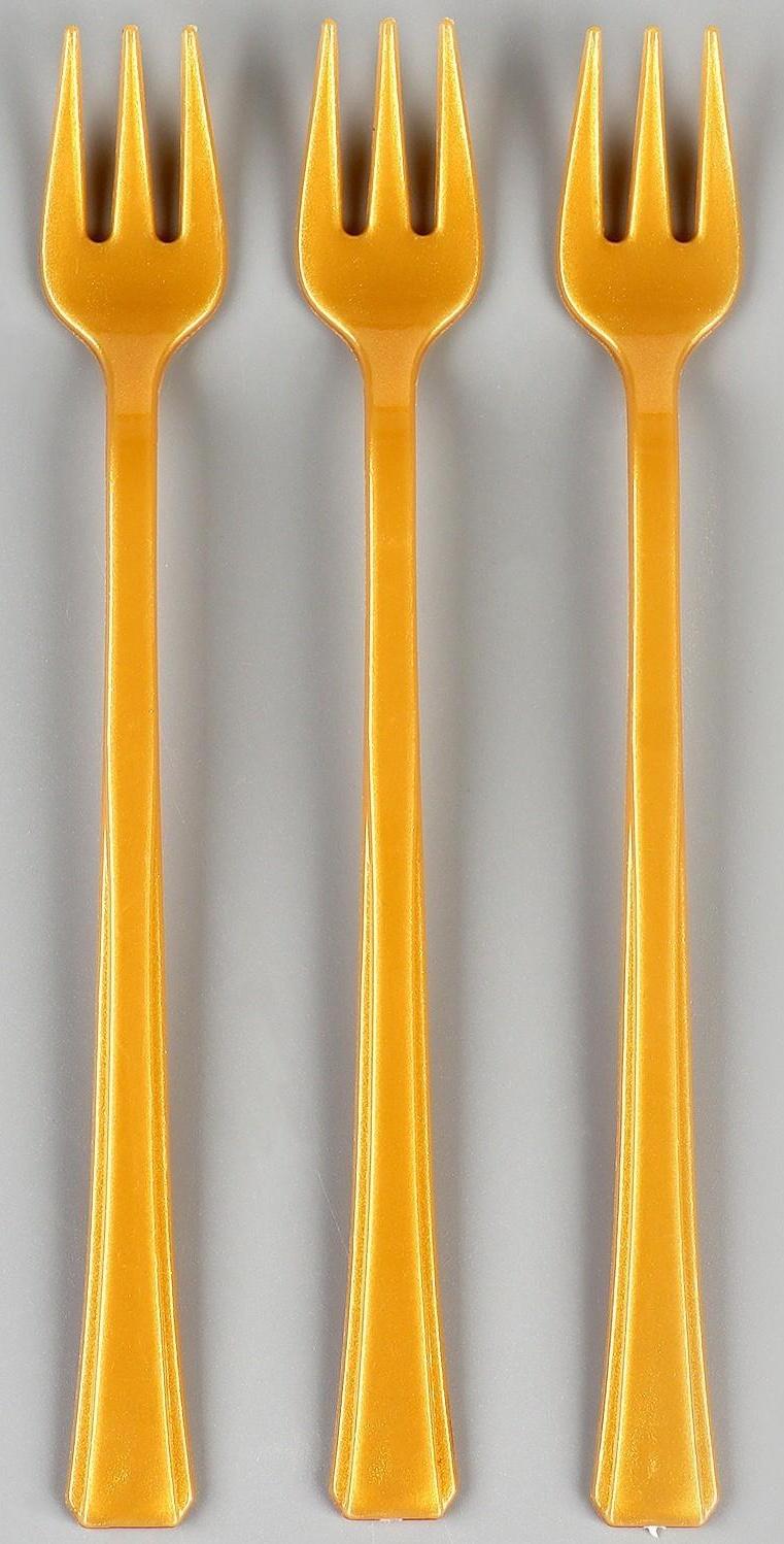 Вилки пластиковые, в наборе 12 штук, цвет золото