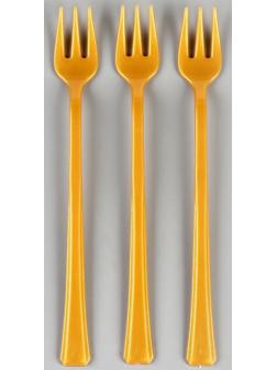 Вилки пластиковые, в наборе 12 штук, цвет золото