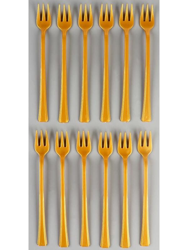 Вилки пластиковые, в наборе 12 штук, цвет золото