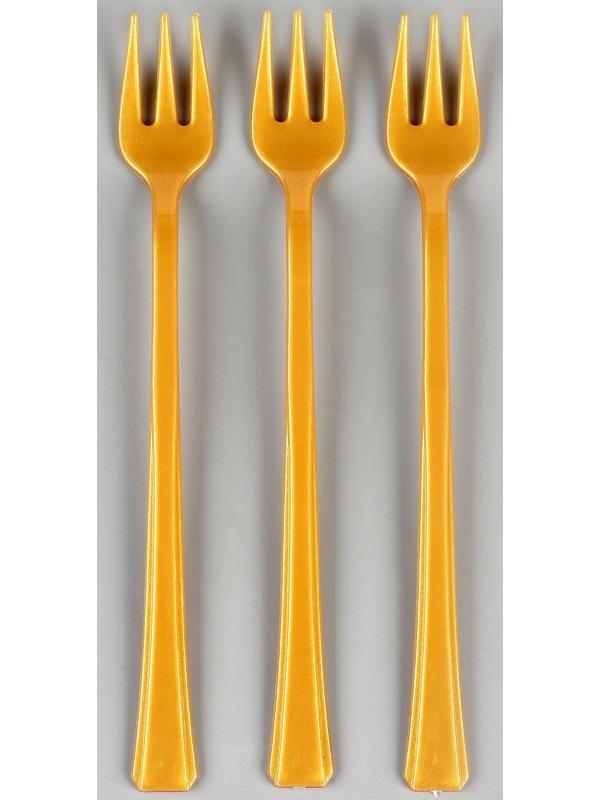 Вилки пластиковые, в наборе 12 штук, цвет золото