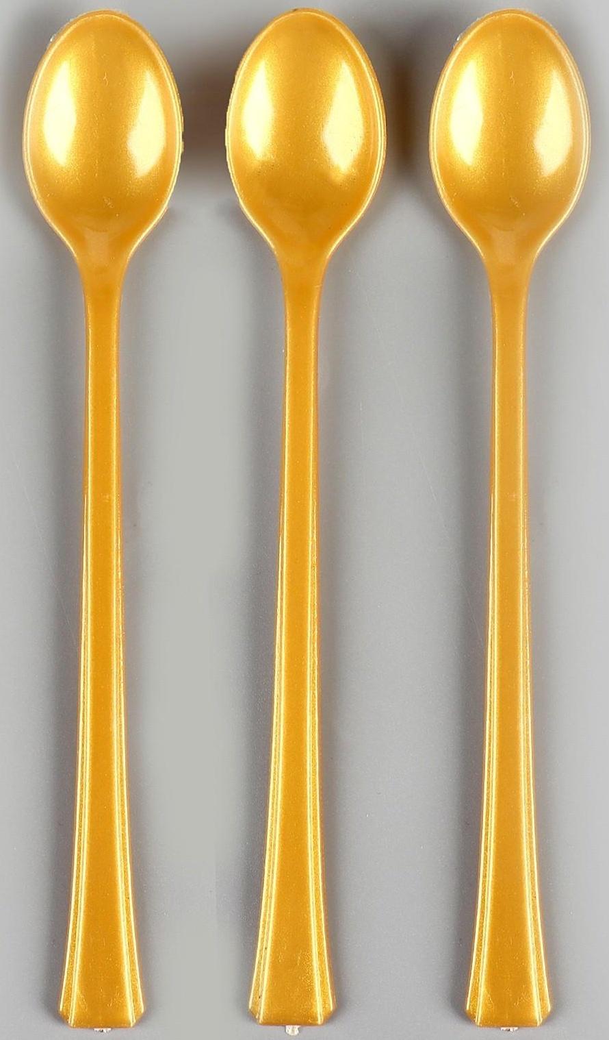 Ложки пластиковые, в наборе 12 штук, цвет золото