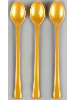 Ложки пластиковые, в наборе 12 штук, цвет золото