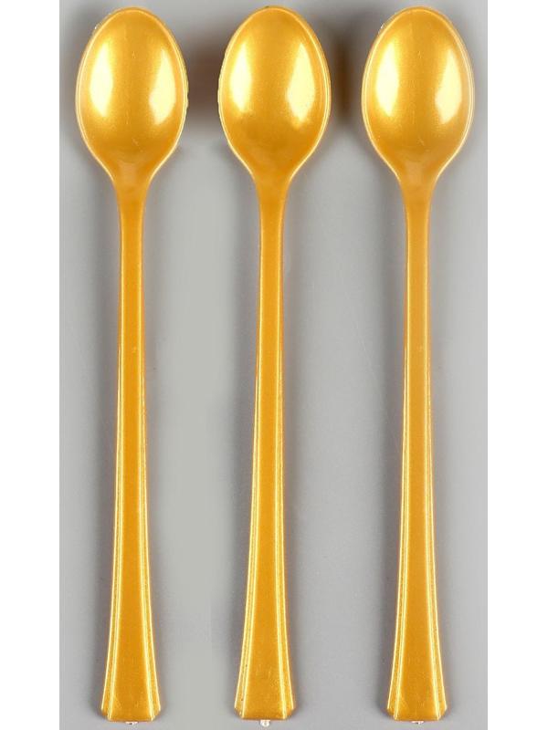 Ложки пластиковые, в наборе 12 штук, цвет золото