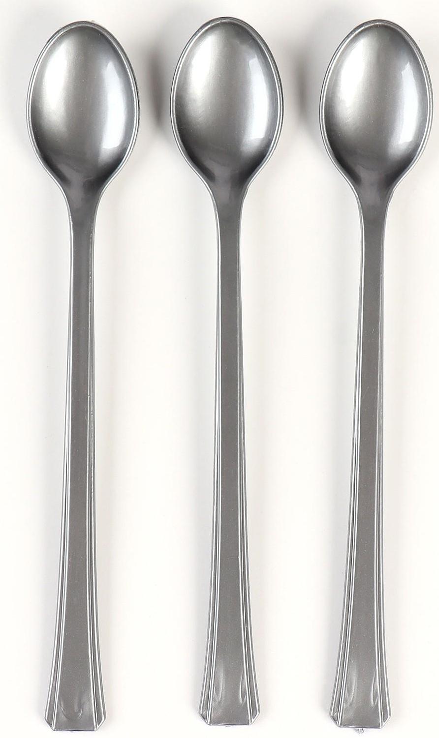 Ложки пластиковые, в наборе 12 штук, цвет серебро