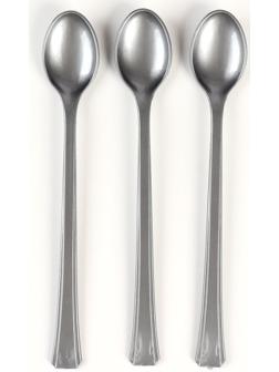 Ложки пластиковые, в наборе 12 штук, цвет серебро