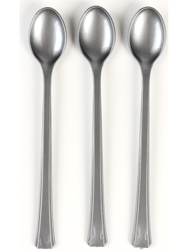 Ложки пластиковые, в наборе 12 штук, цвет серебро