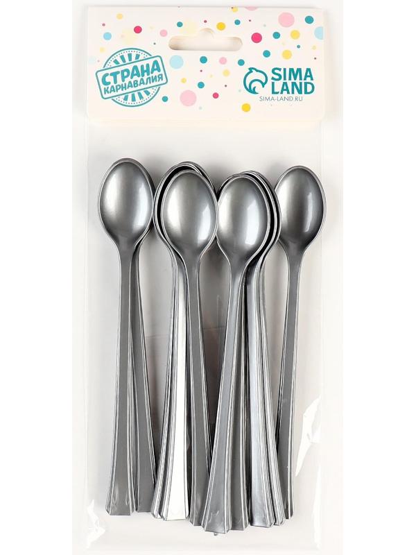 Ложки пластиковые, в наборе 12 штук, цвет серебро