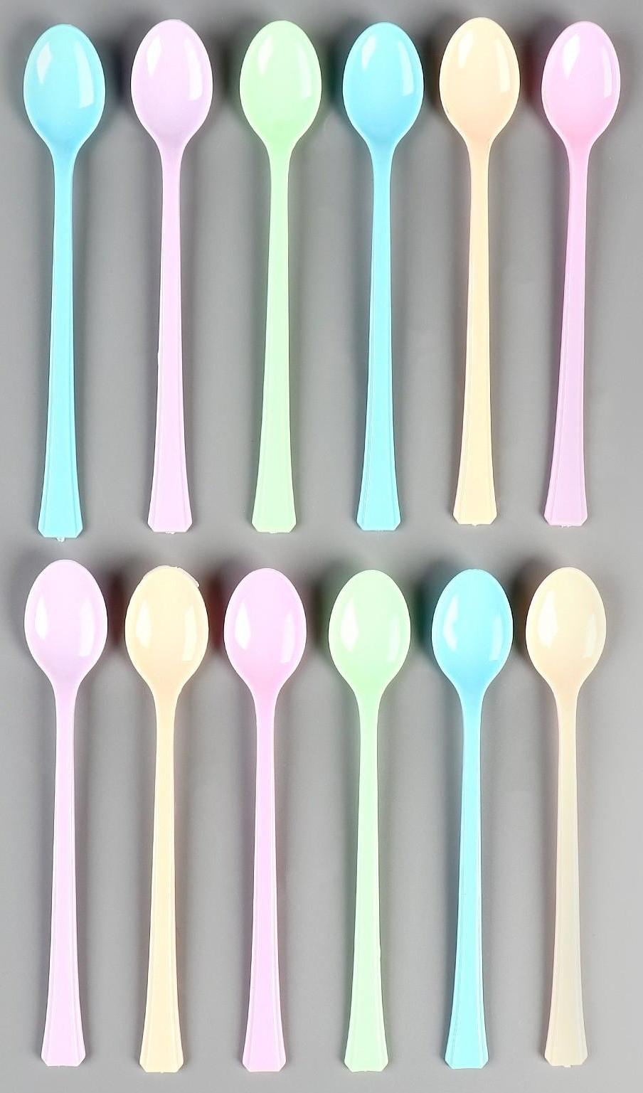 Ложки пластиковые, в наборе 12 штук, цвета МИКС