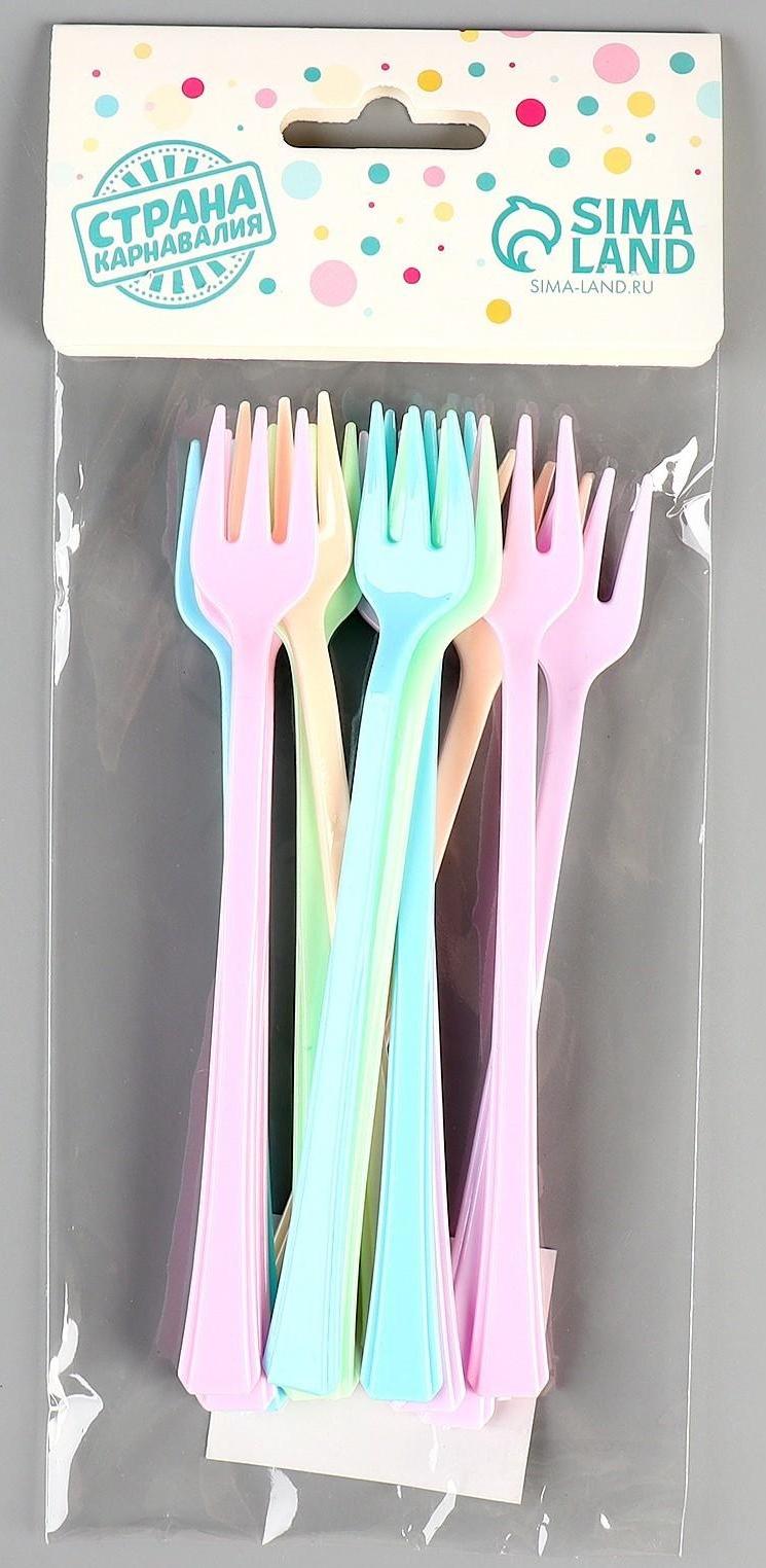 Вилки пластиковые, в наборе 12 штук, цвета МИКС
