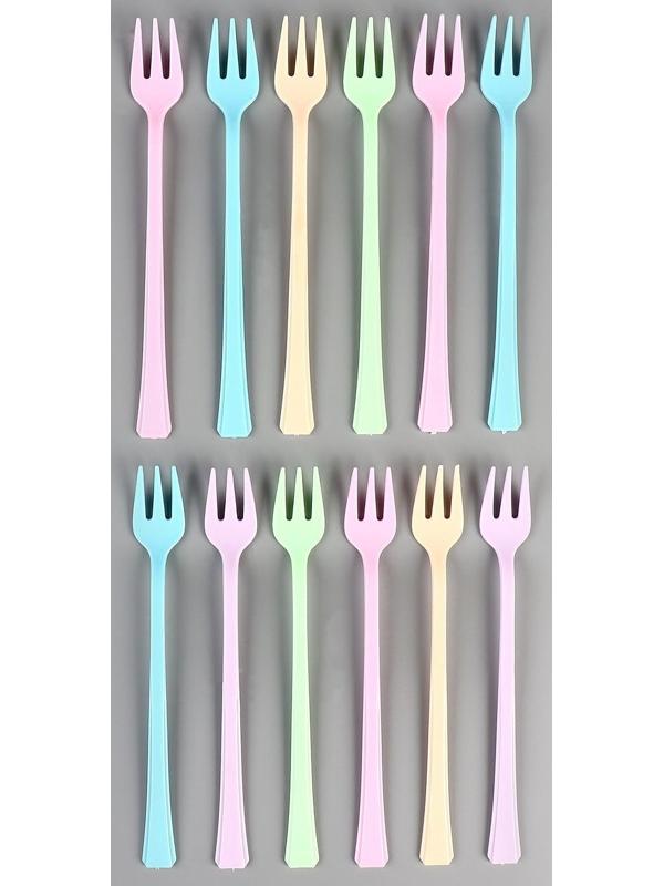 Вилки пластиковые, в наборе 12 штук, цвета МИКС
