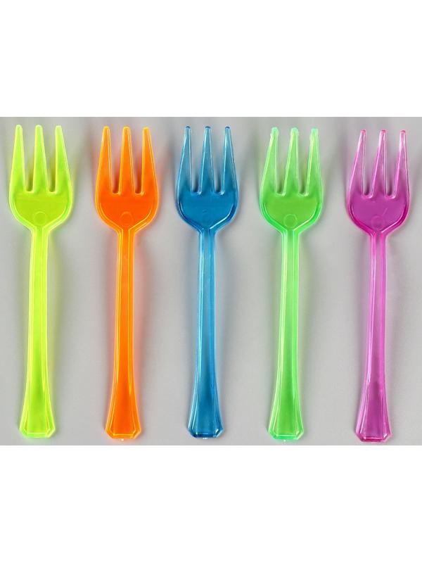 Вилки пластиковые, в наборе 24 штуки, цвета МИКС