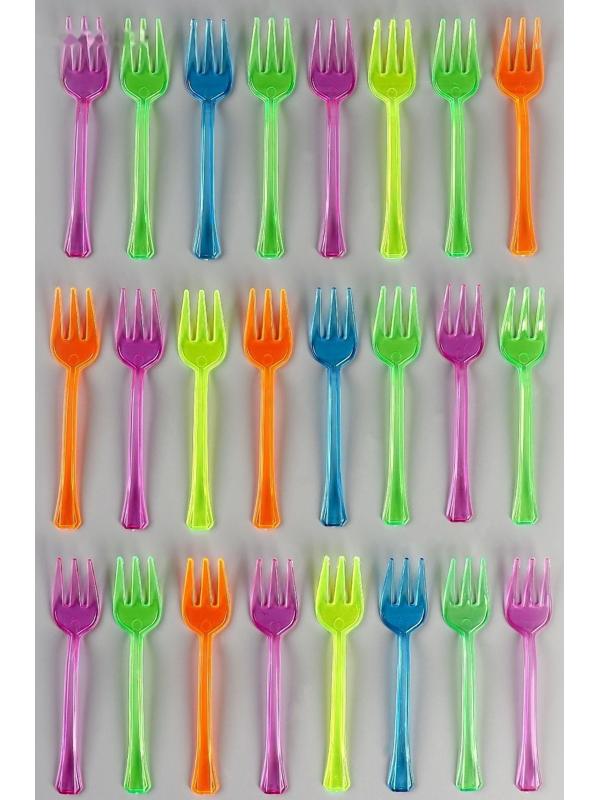 Вилки пластиковые, в наборе 24 штуки, цвета МИКС