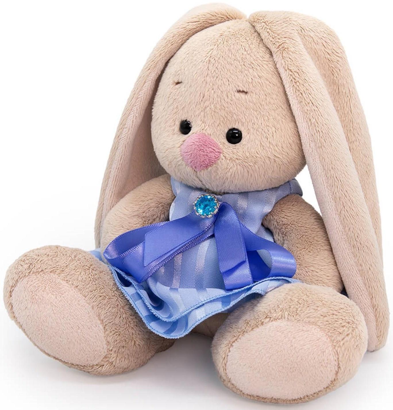 Мягкая игрушка «Зайка Ми в голубом платье с бантом», 15 см