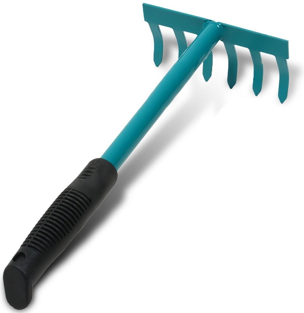 Грабли прямые, 6 зубцов, длина 38 см, пластиковая ручка