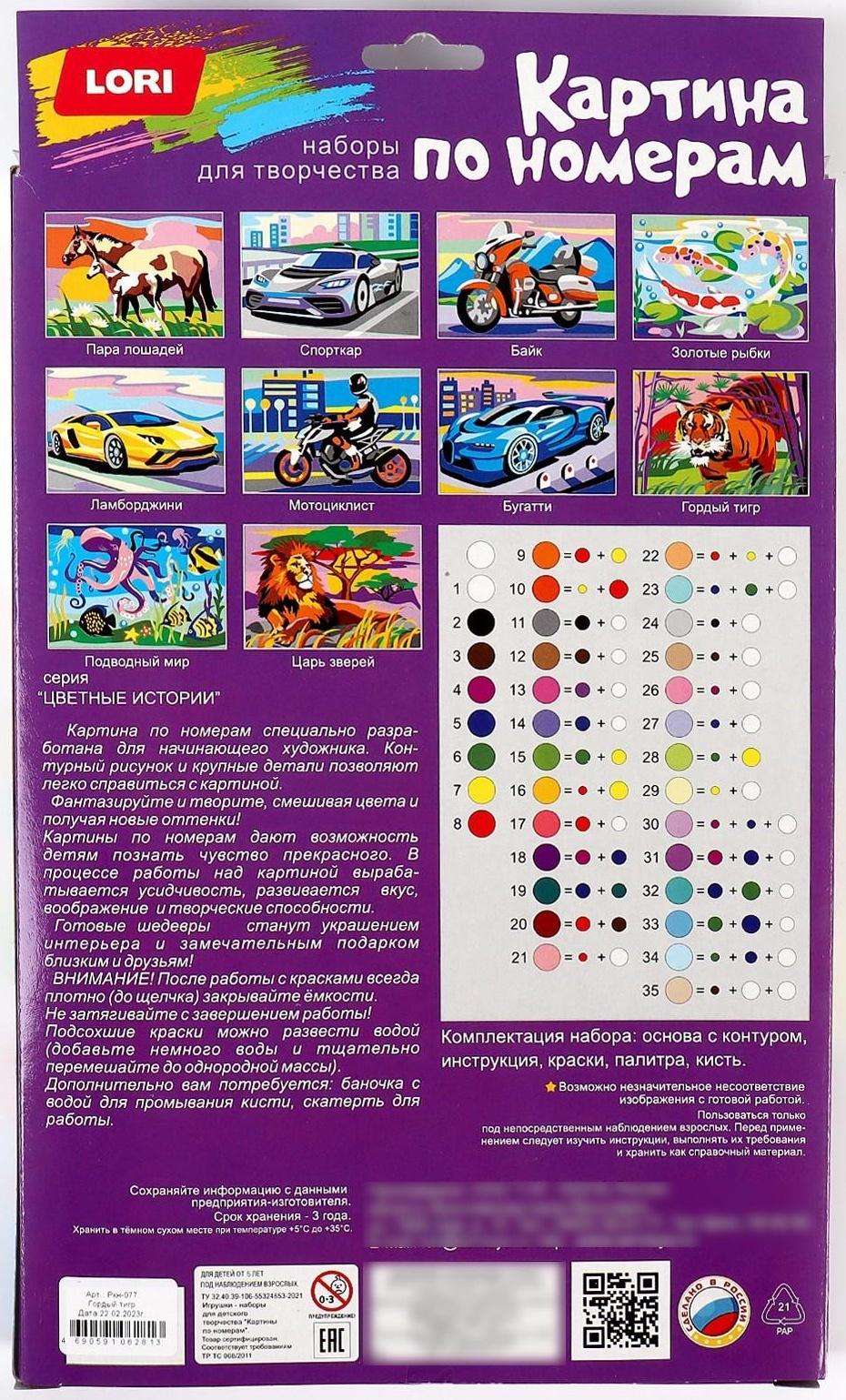 Картина по номерам для малышей «Гордый тигр»