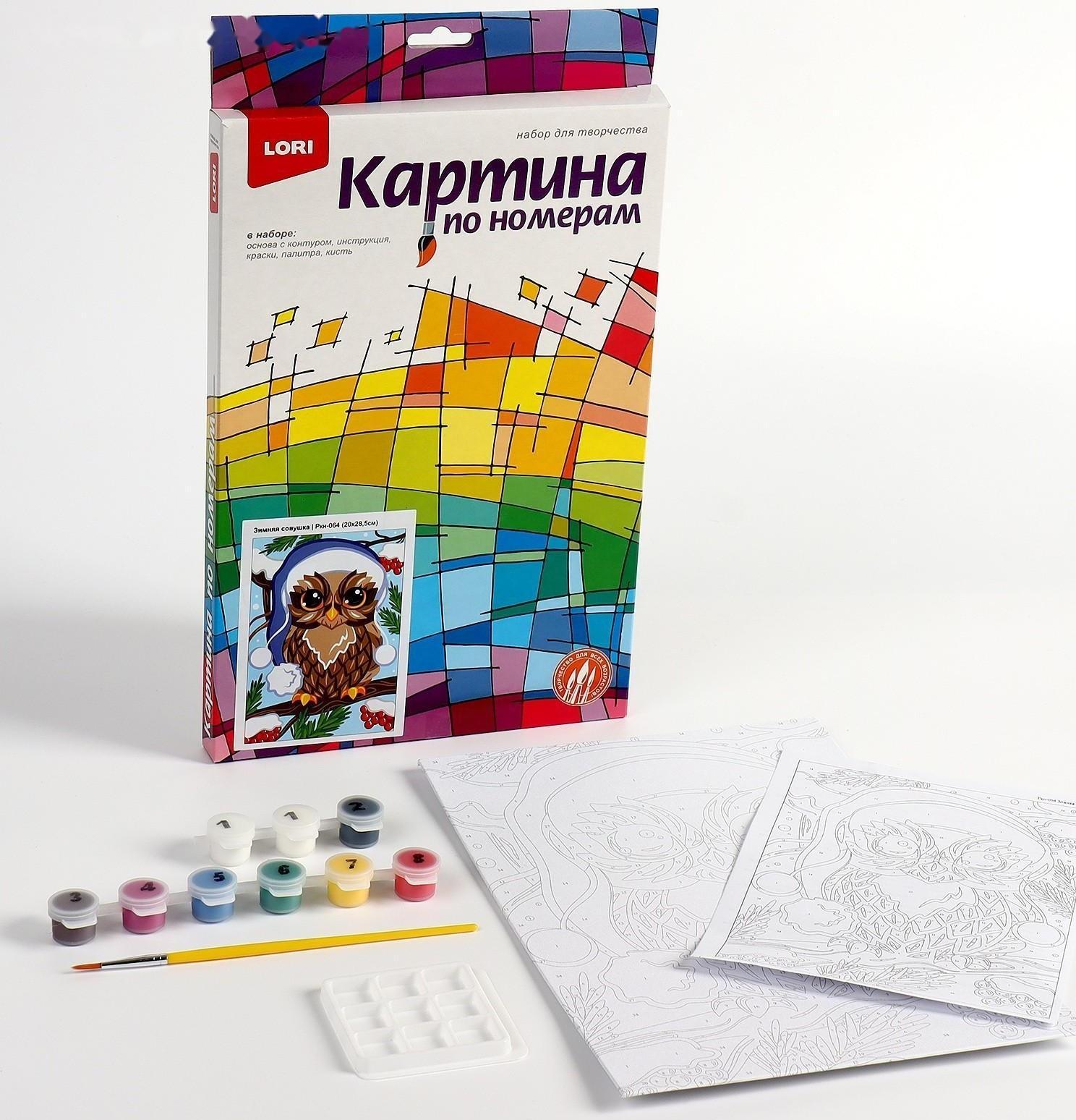 Картина по номерам для малышей «Зимняя совушка»